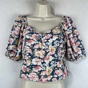 Abercrombie + Fitch Crop Top SZ Medium Floral Cottagecore Boho Coquette Romantic